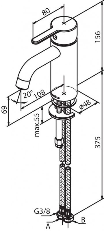 Silhouet servantkran, børstet kobber