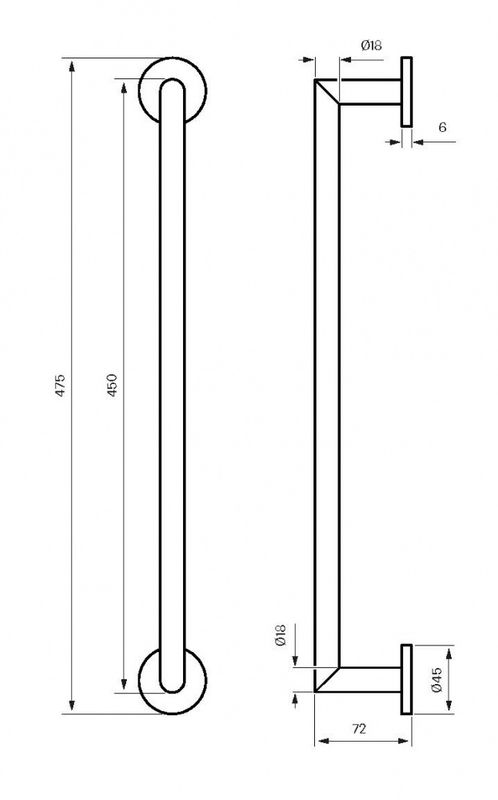 Tapwell håndklestang TA211 PVD Black Chrome, 450mm