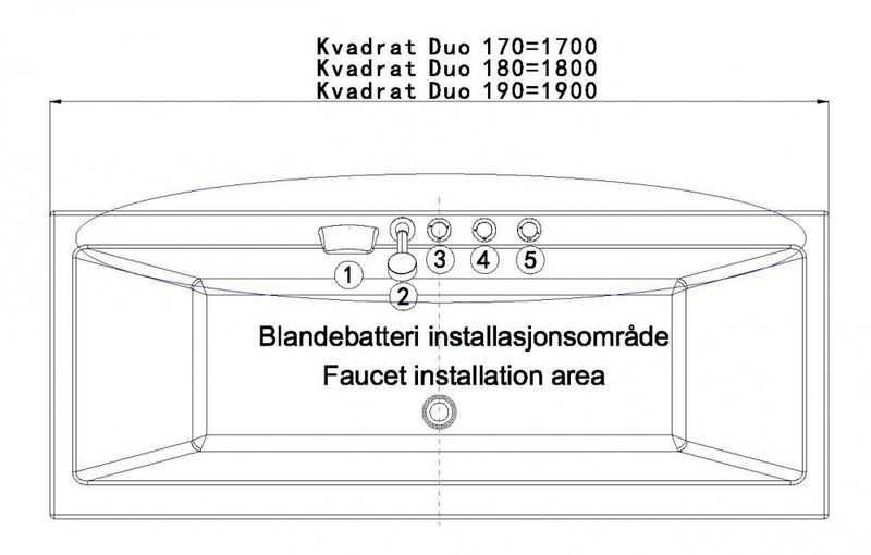 VikingBad Badekar Kvadrat DUO 180m/panel
