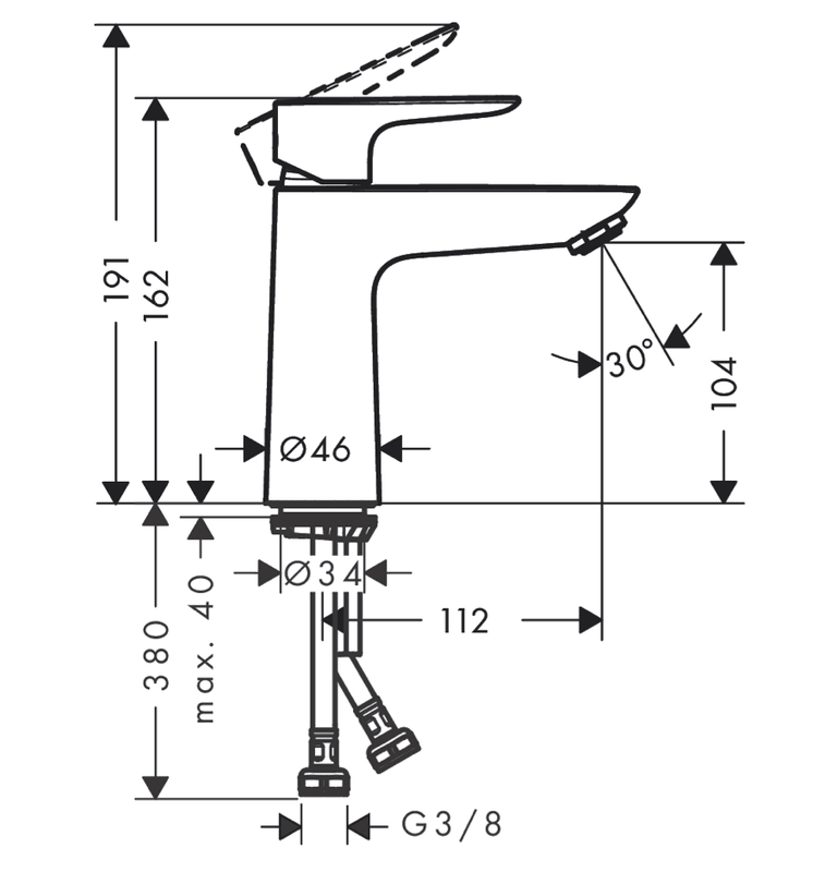 Hansgrohe servantbatteri Talis E110 matt svart