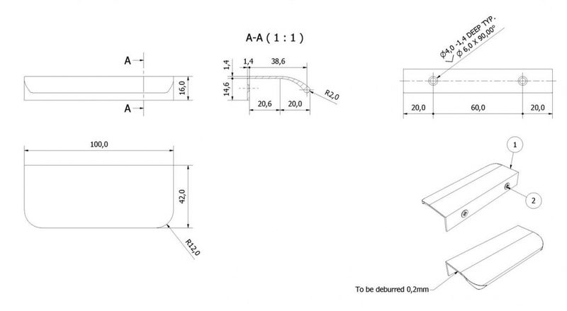 Vikingbad Håndtak Huka Krom 100mm