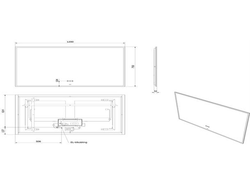 VikingBad Una 120cm Speil med LED lys