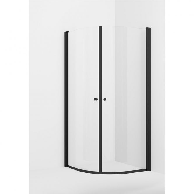 Hovedbilde VikingBad Dusjhjørne buet LIAM 90cm sort