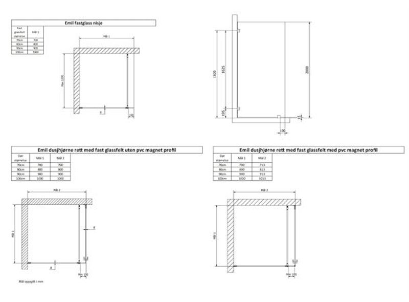 VikingBad glassfelt Emil 80x200cm, sort