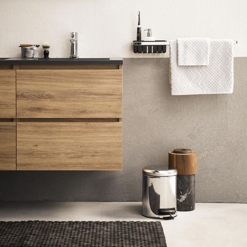 Sealskin Woodblock badematte, teak/sort