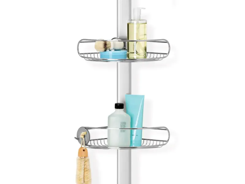 Simplehuman dusjkurv med fjærbelastning,bøsrtet stål / anodisert alu (1,5-2,4m)