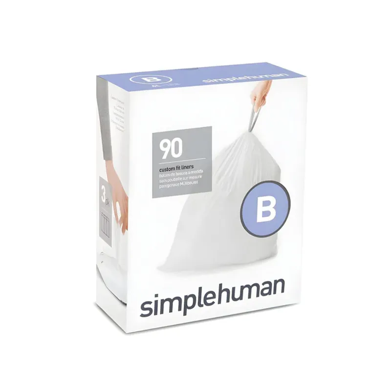 Simplehuman avfallspose kode B, 6L hvit plast 3x30pk (90 poser)